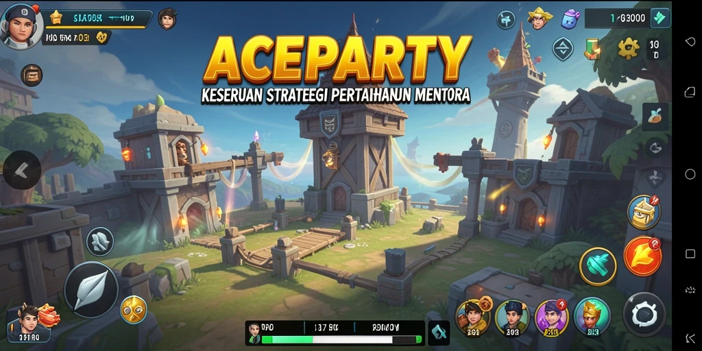 Screenshot menampilkan gameplay seru dari ACEPARTY dalam mode Tower Defense.