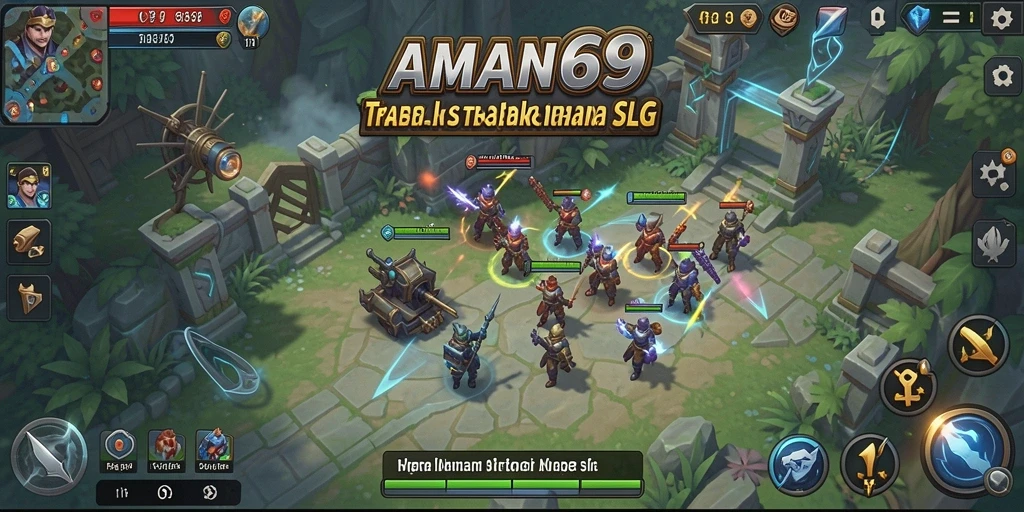 Tampilan gameplay AMAN69 yang menampilkan serangan strategis dan pembangunan kota.