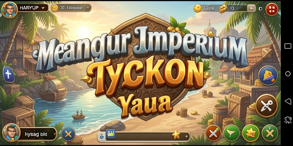 Tampilan screenshot utama HARAPJP menampilkan keseruan membangun bisnis Tycoon.