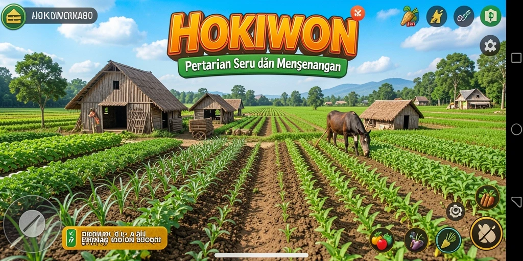Screenshot utama HOKIWON menampilkan gameplay penuh warna dan interaktif.