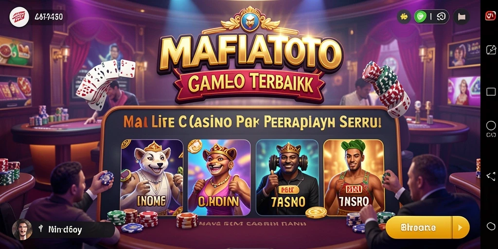 Screenshot MAFIATOTO yang menunjukkan dealer profesional di meja permainan Live Casino.