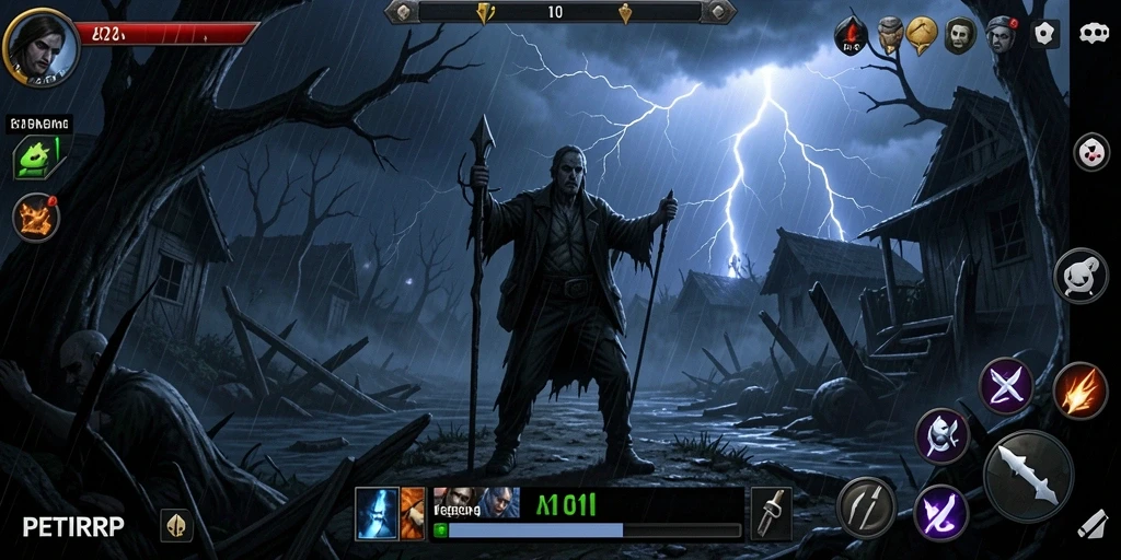Screenshot menunjukkan gameplay menegangkan dengan suasana horor yang mendalam.