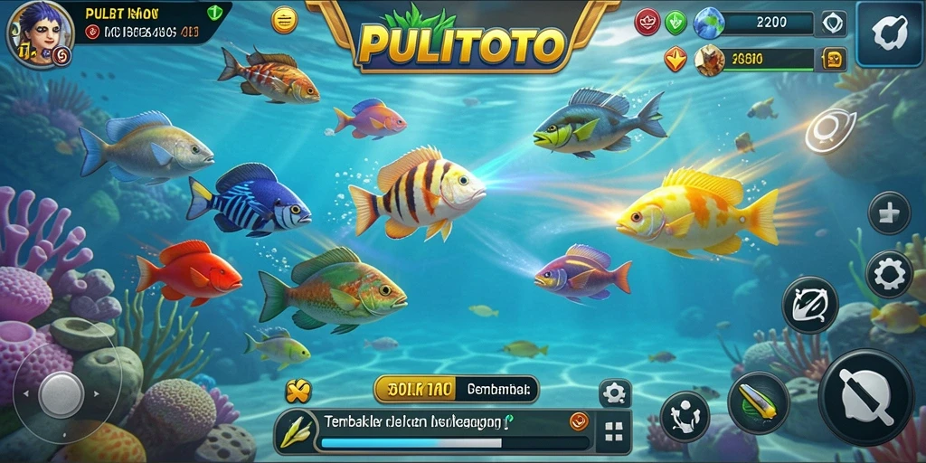 Screenshot gameplay PULITOTO menampilkan serunya menangkap ikan.